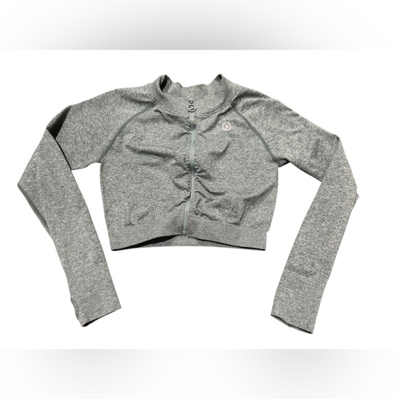 Onset Seamless Cropped Athletic Jacket Heathered Sage Green Size Medium - Picture 9 of 9